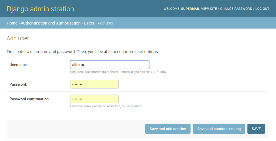 Admin-Website - Benutzer hinzufügen pt1