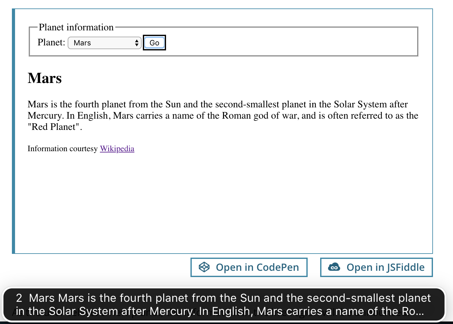 Capture d'écran de VoiceOver sur Mac annonçant la mise à jour d'une zone « live ». Les sous-titres sont affichés.
